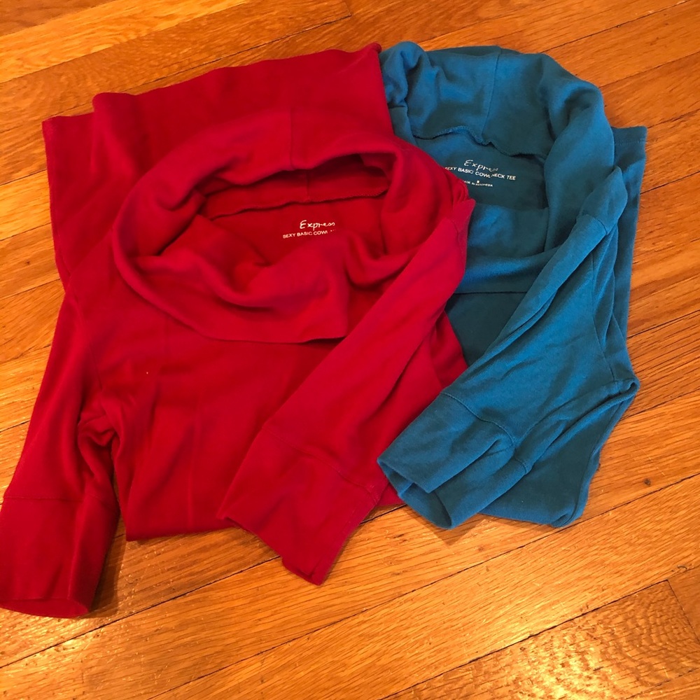 Express sexy basic cowl-neck tee. Set of 2